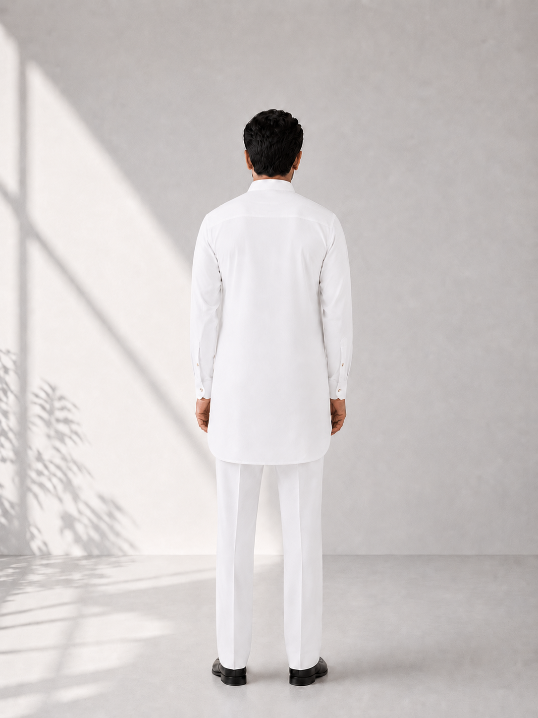 Fusion Pathani Kurta Set - White