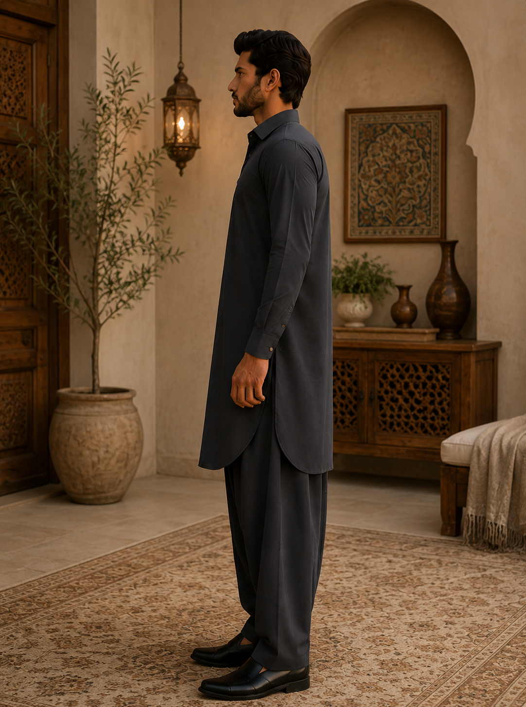 Pathani Kurta Set - Black