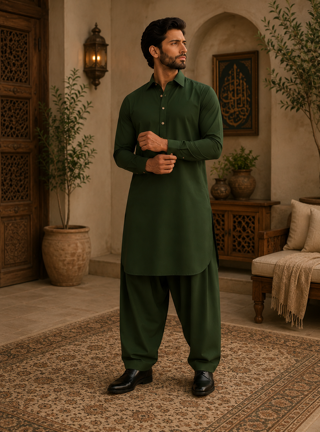 Pathani Kurta Set - Green
