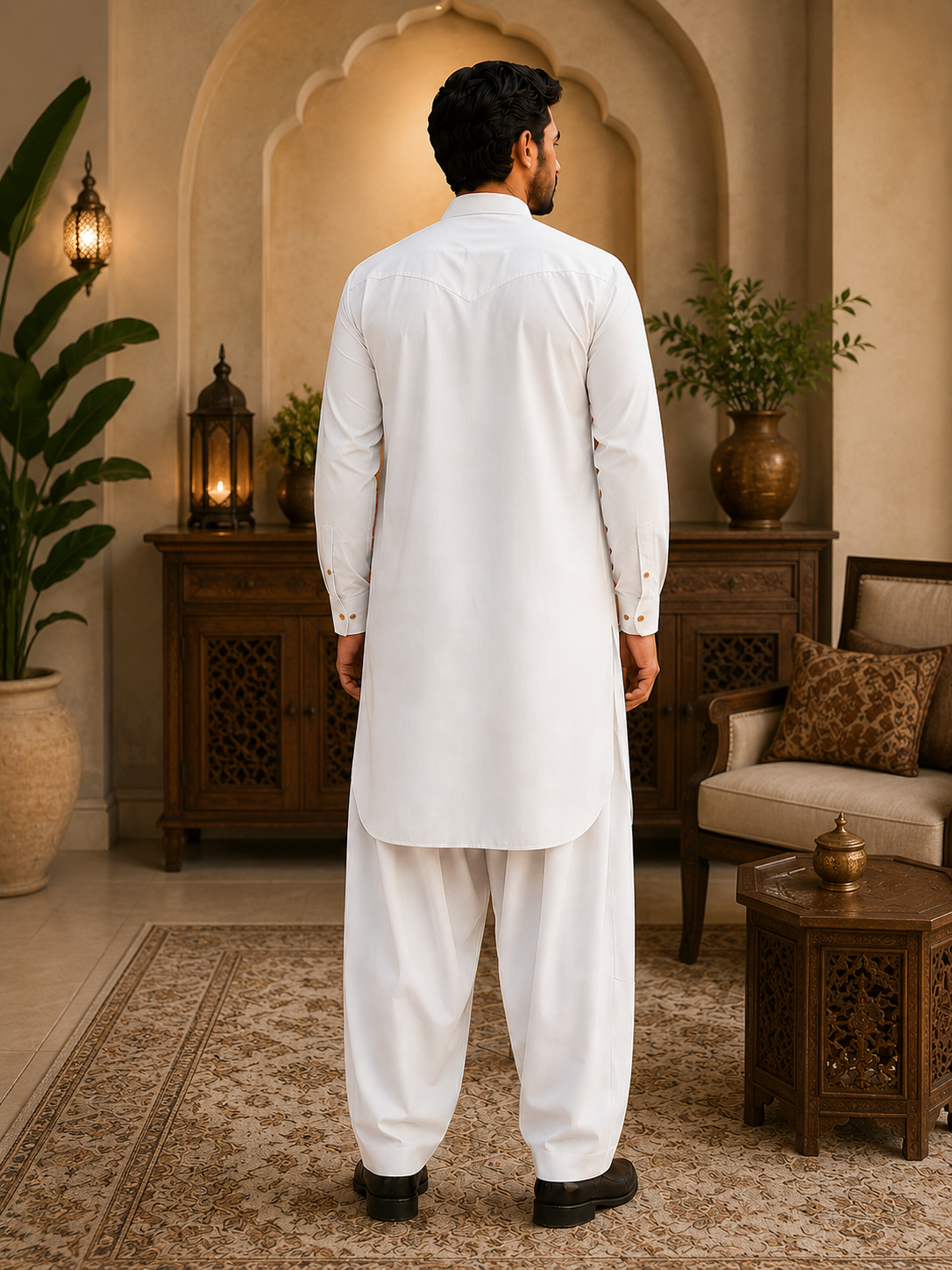 Pathani Kurta Set - Morning White