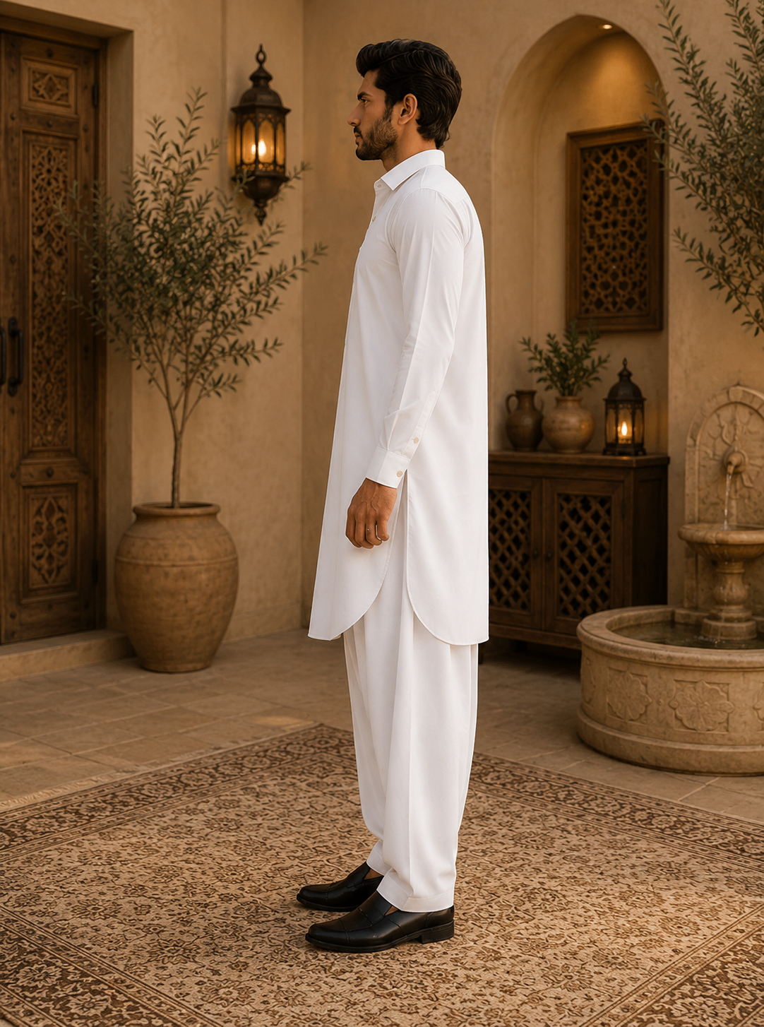 Pathani Kurta Set - Morning White