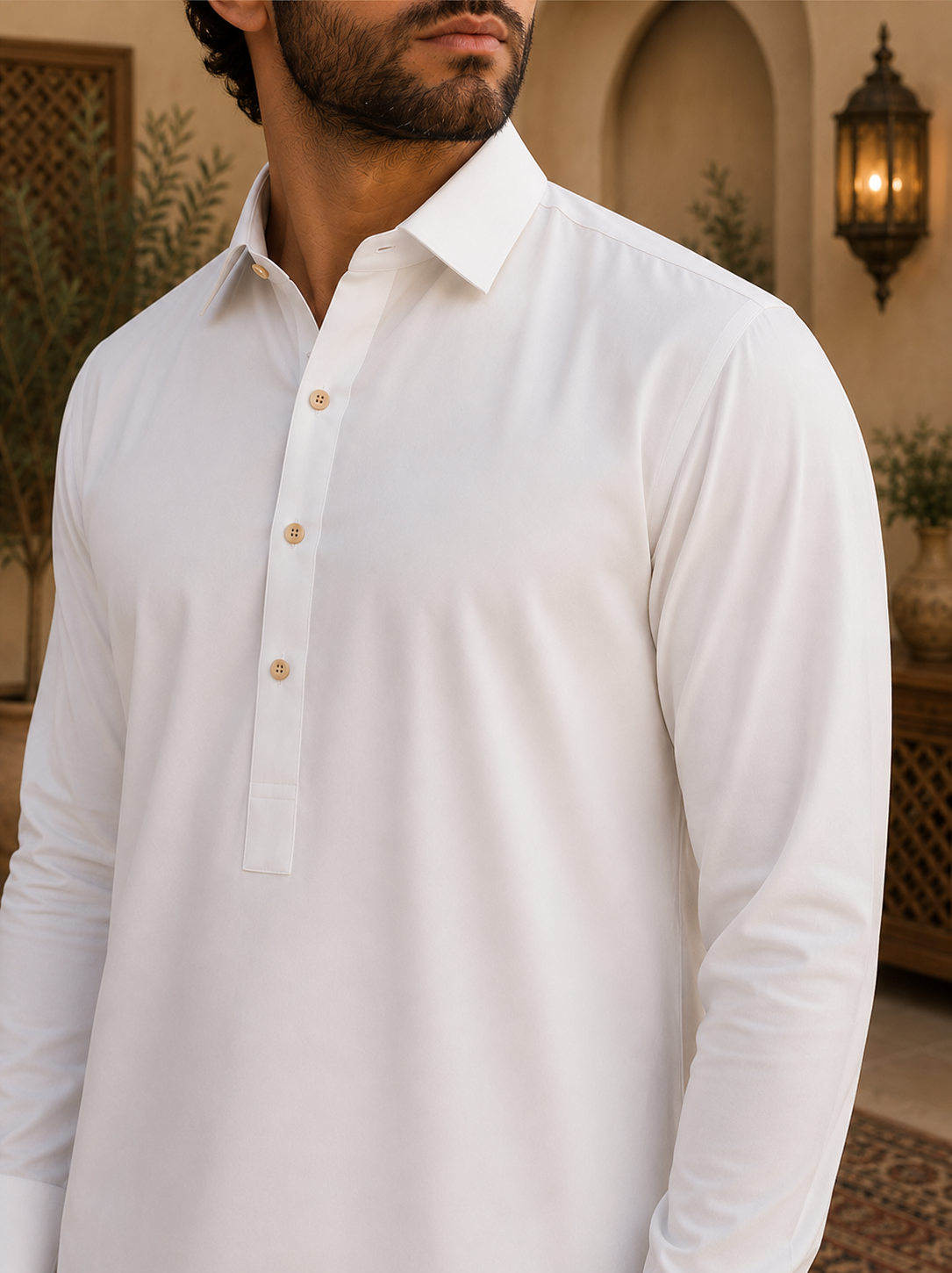 Pathani Kurta Set - Morning White