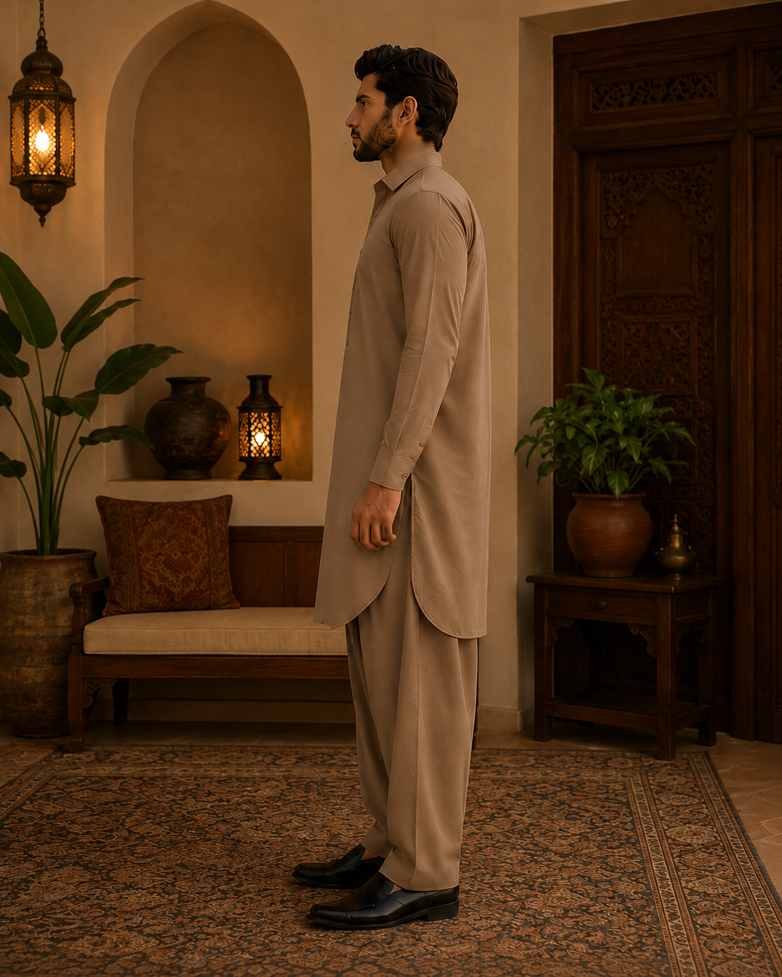 Pathani Kurta set - Khaki Beige
