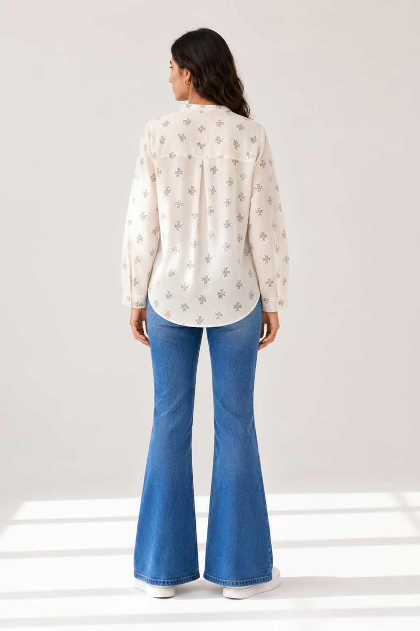 Printed Pleated Top - Baby Breath