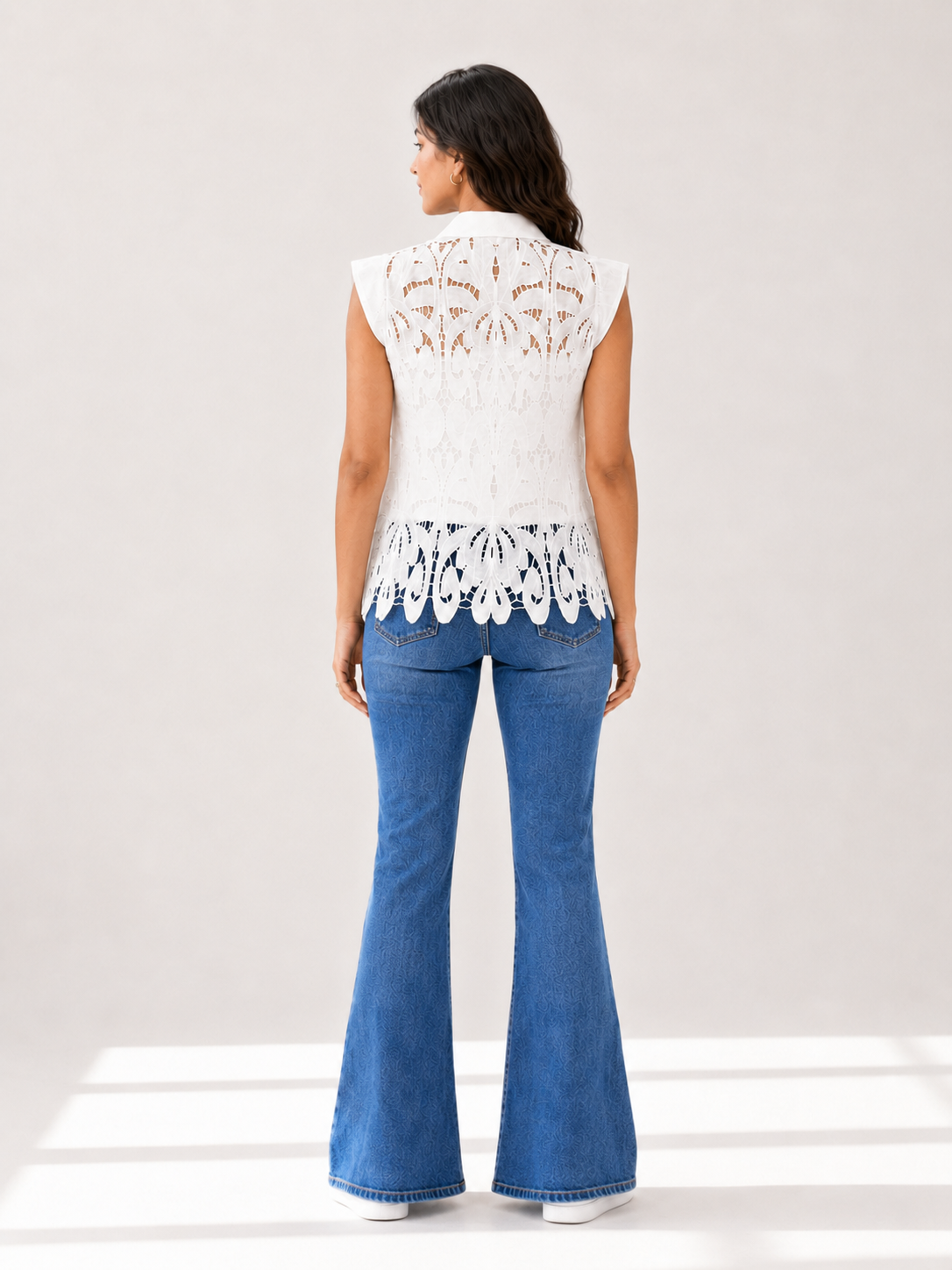 Cap Sleeve Lace Top - White
