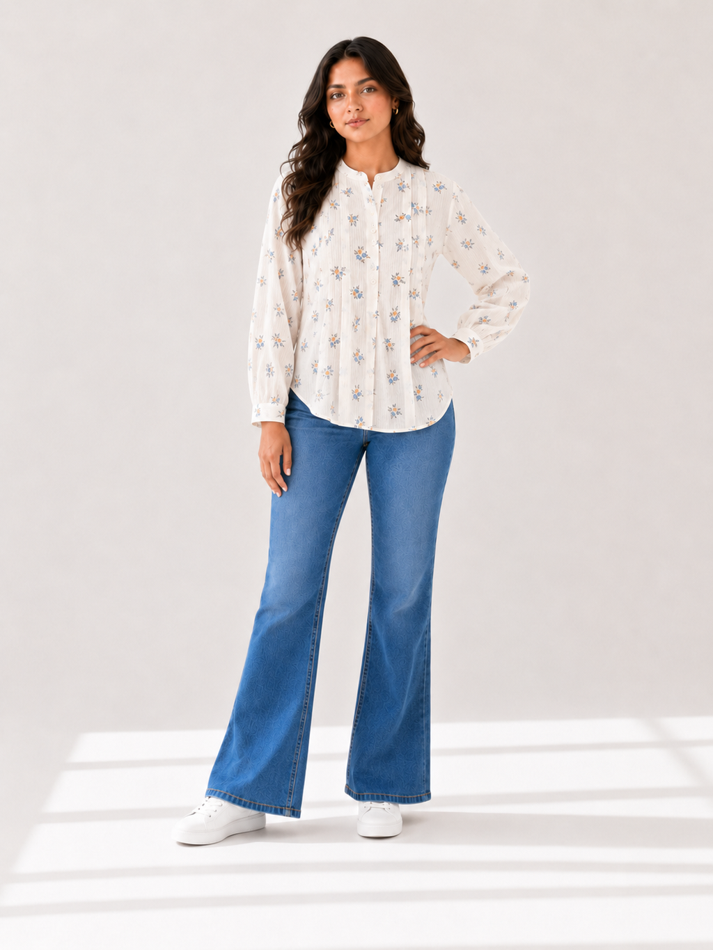 Printed Pleated Top - Baby Breath