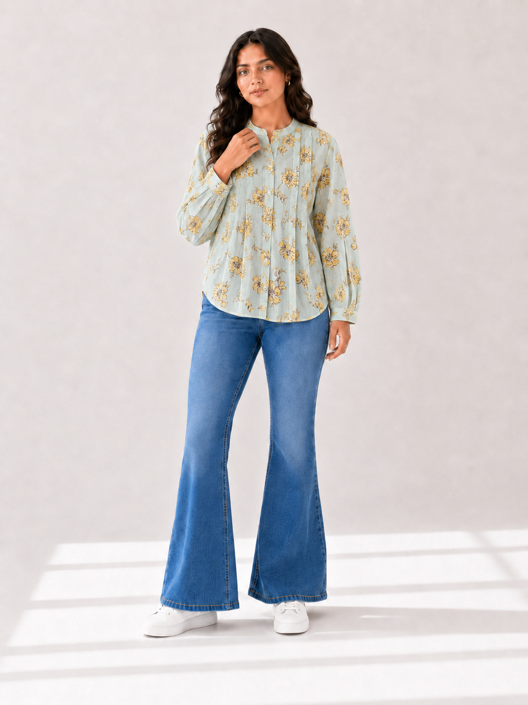 Pleated Printed Top - Sun Daisy