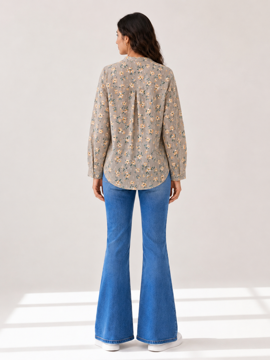 Pleated Printed Top - Peach Bloom