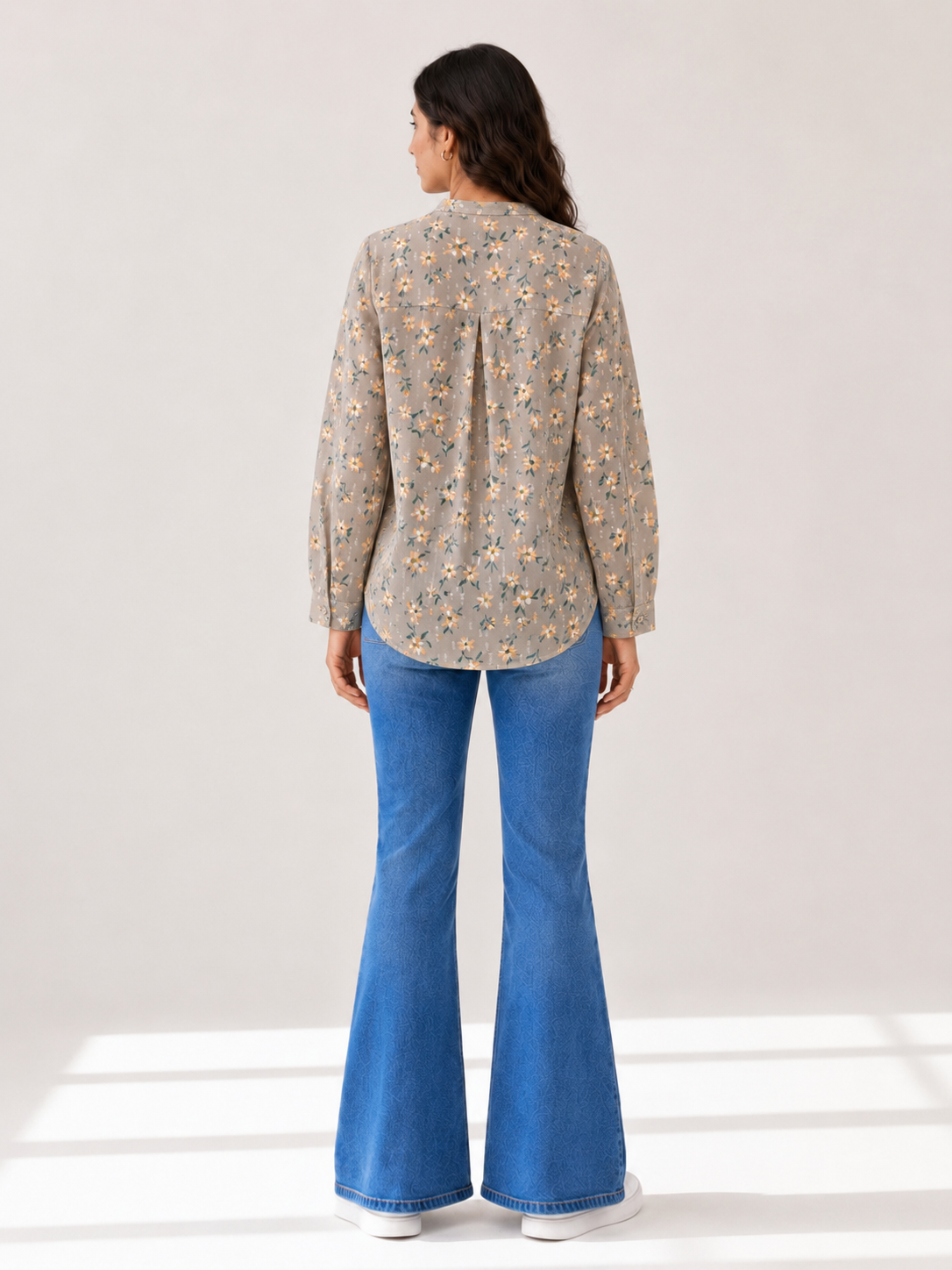 Pleated Printed Top - Peach Bloom