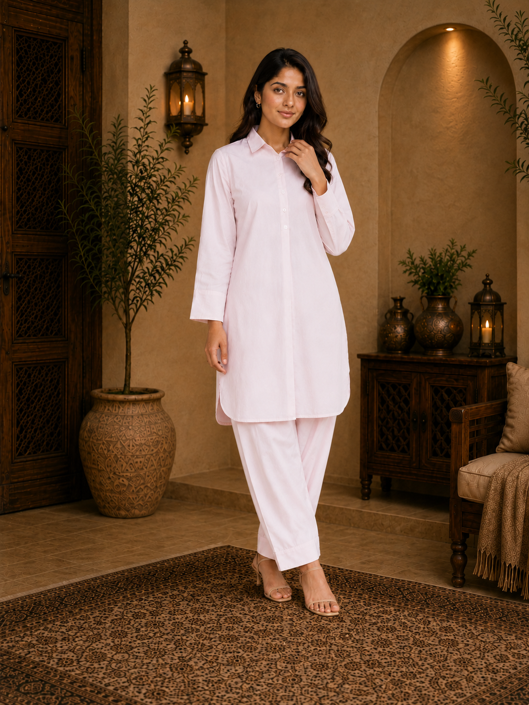 Noor Classic Pathani Set - Pink