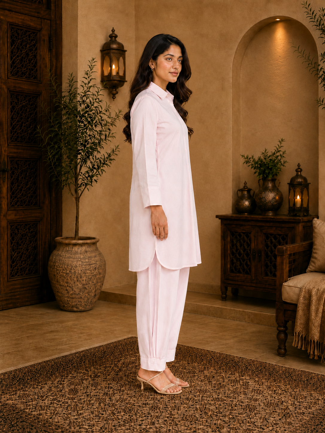 Noor Classic Pathani Set - Pink