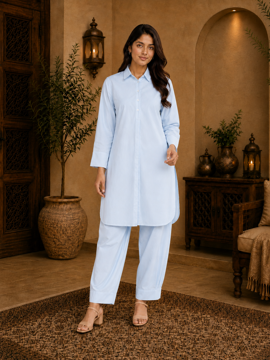 Noor Classic Pathani Set - Blue