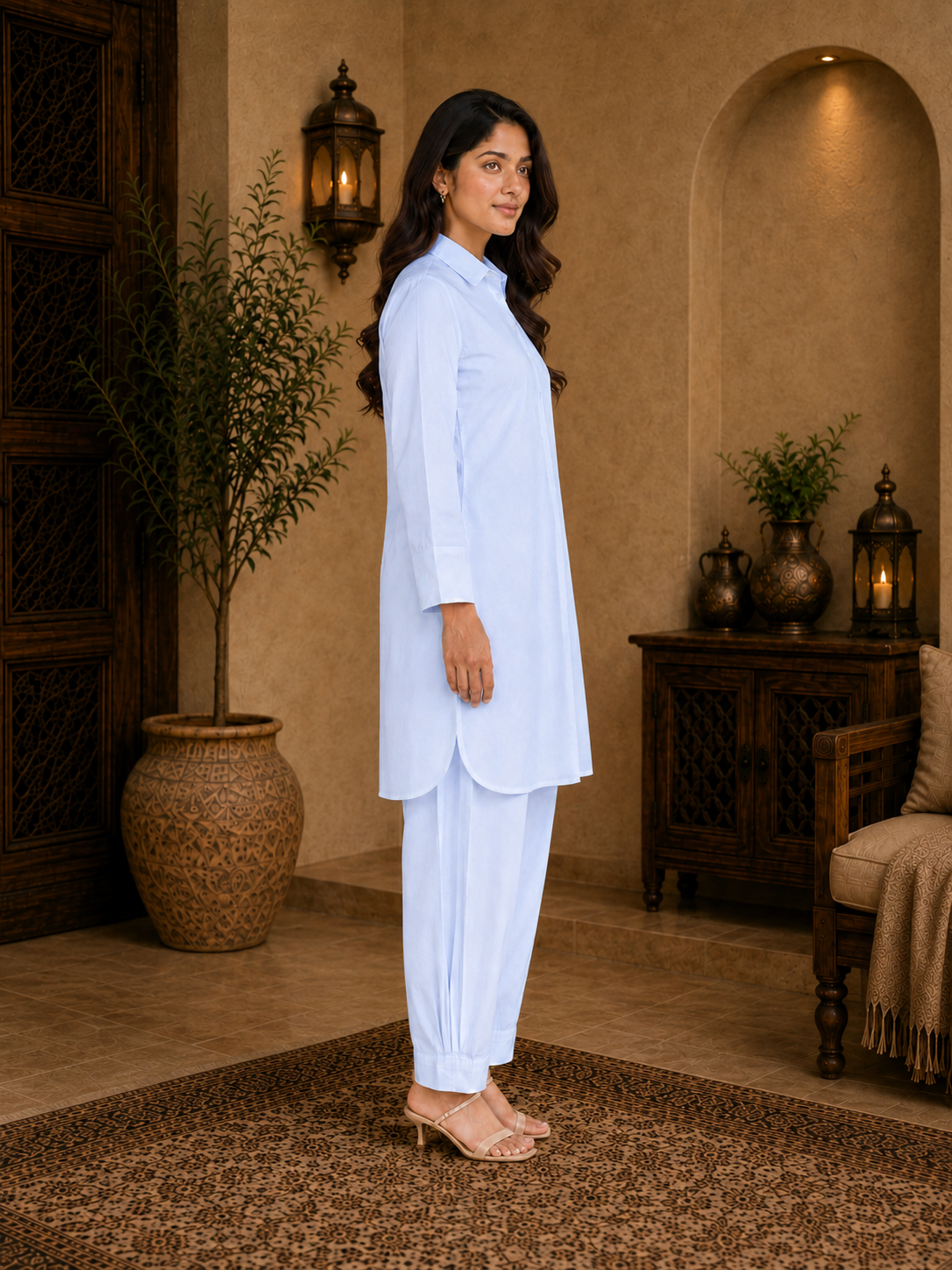 Noor Classic Pathani Set - Blue
