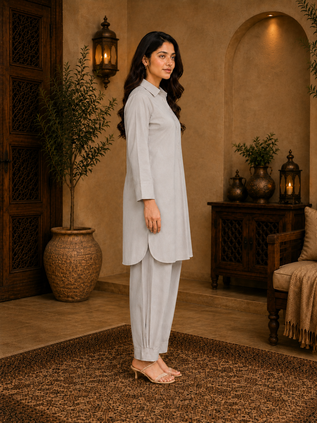 Noor Classic Pathani Set - Grey