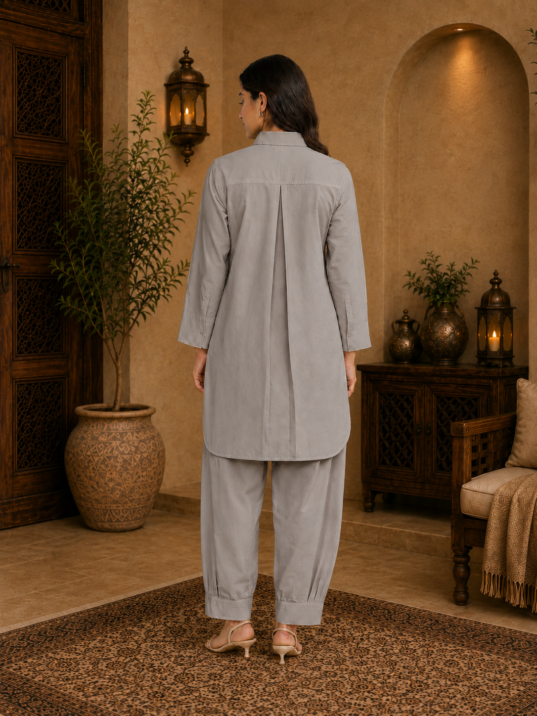 Noor Classic Pathani Set - Grey