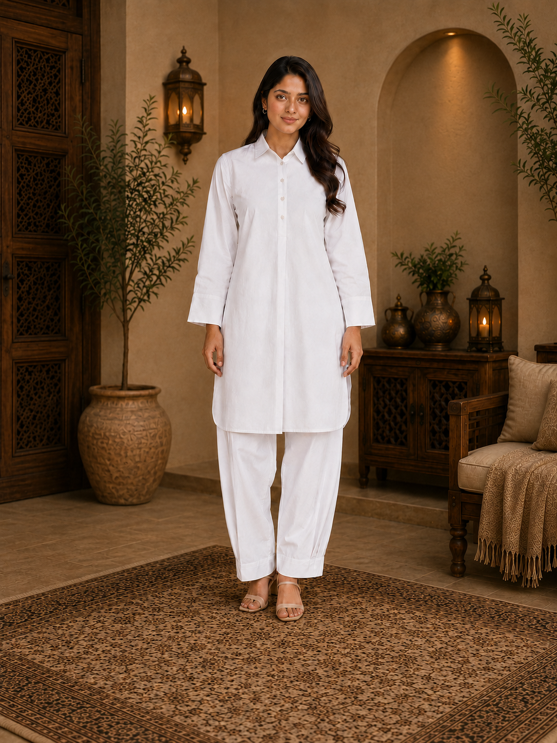Classic Pathani Set - White