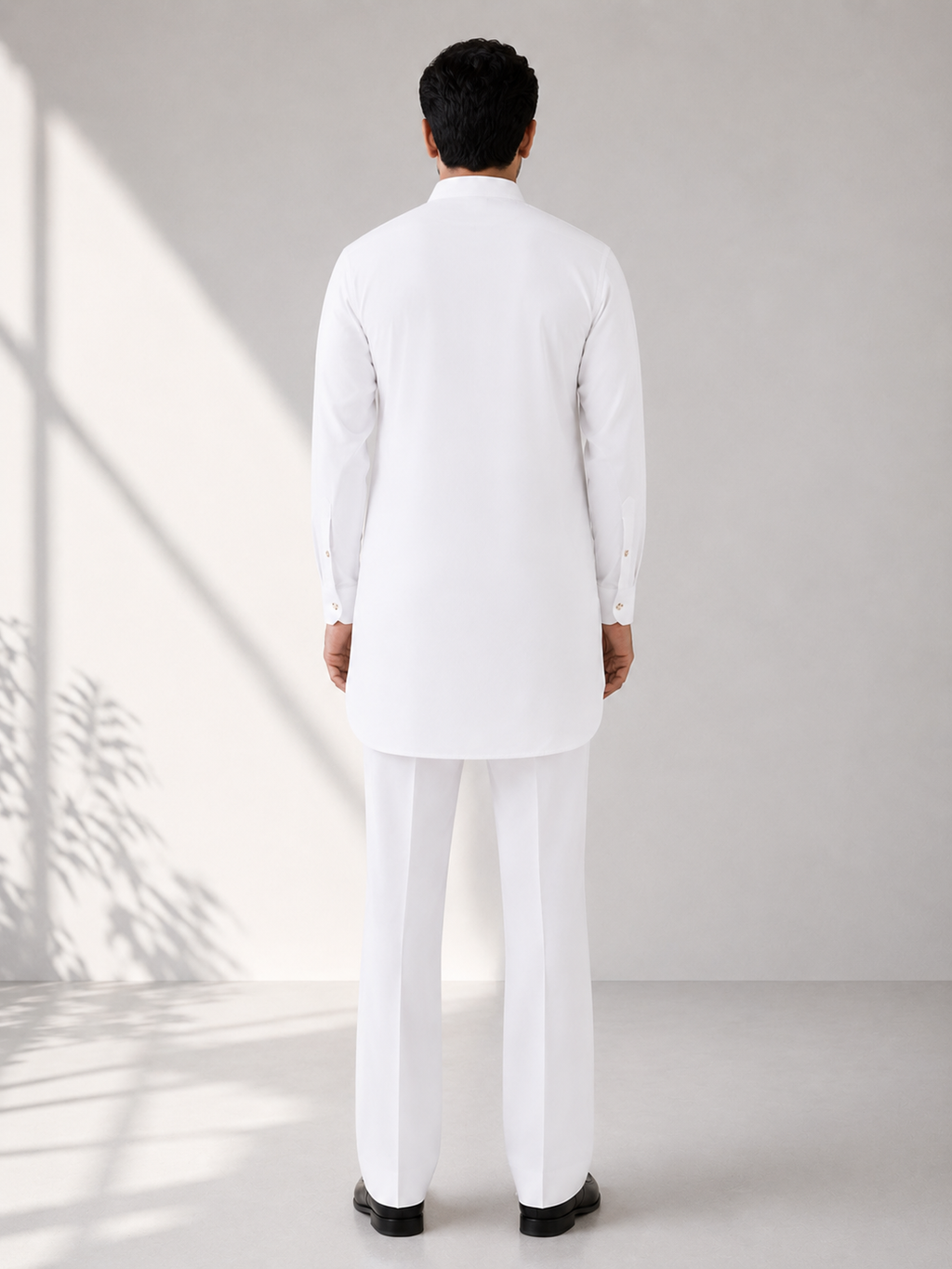 Fusion Pathani Kurta Set - White