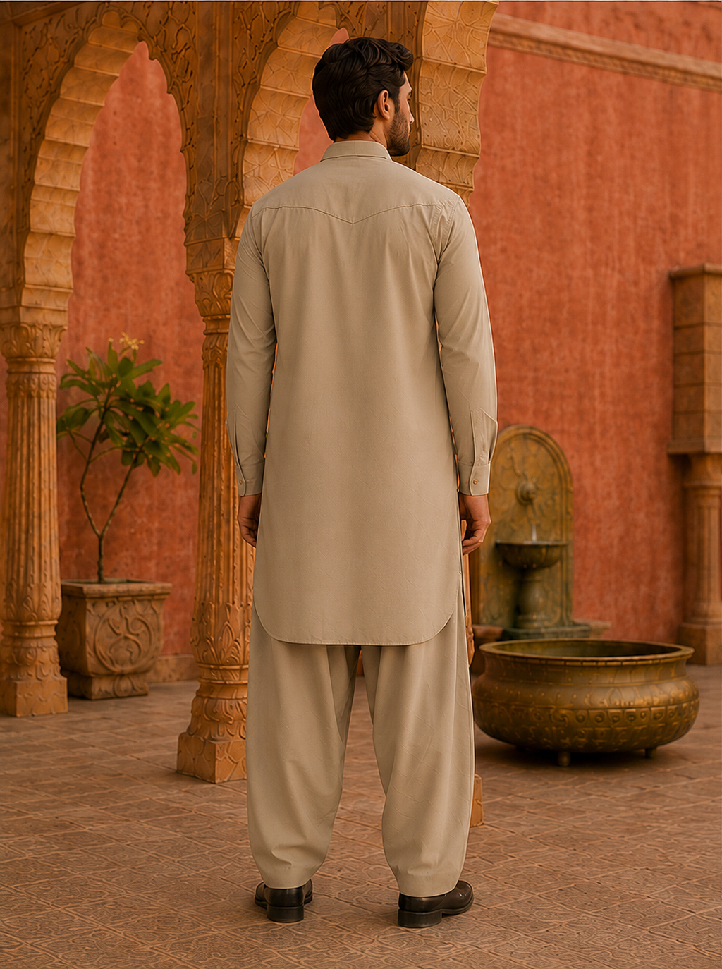 Pathani Kurta set - Khaki Beige