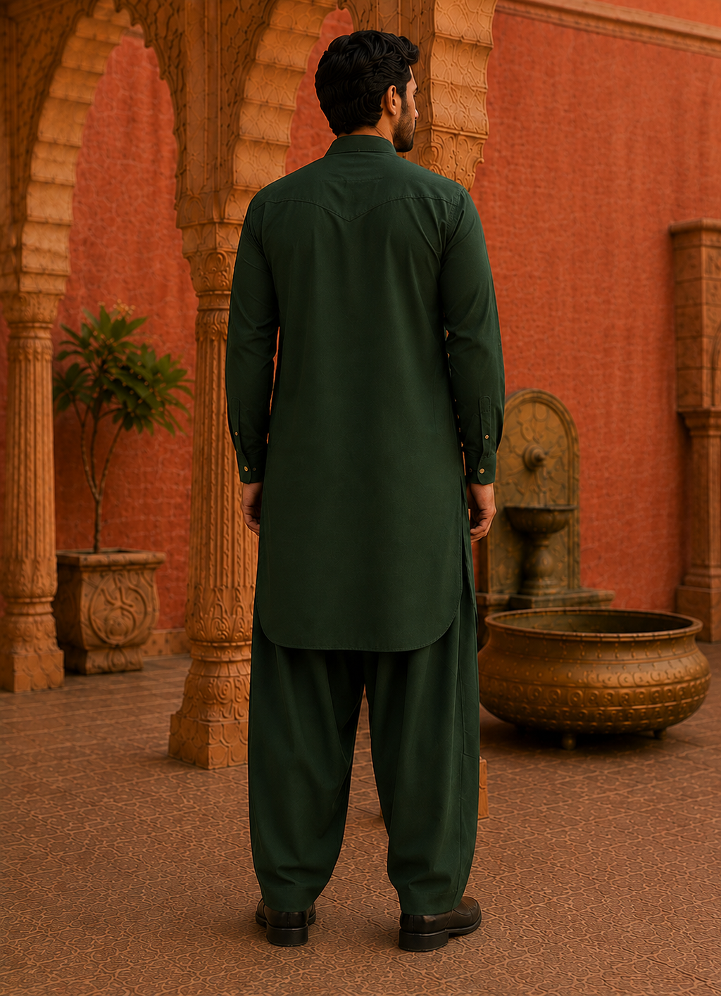 Pathani Kurta Set - Army Green
