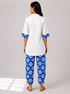 Curved Hem Relaxed Kurta with Printed Salwar - White