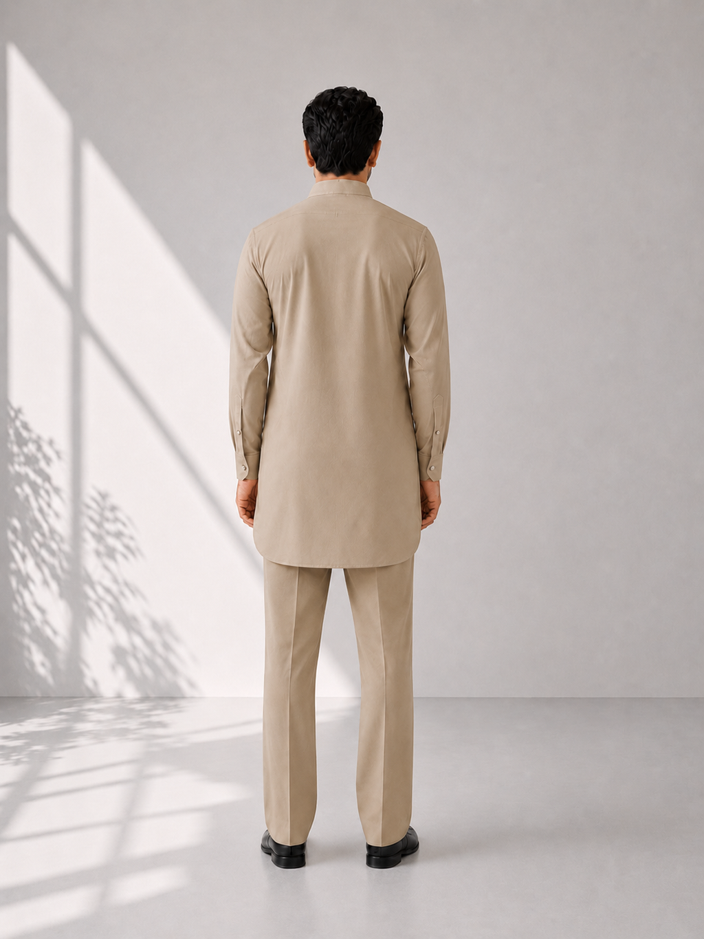 Fusion Pathani Kurta Set - Beige