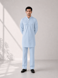 Fusion Pathani Kurta Set - Light Blue