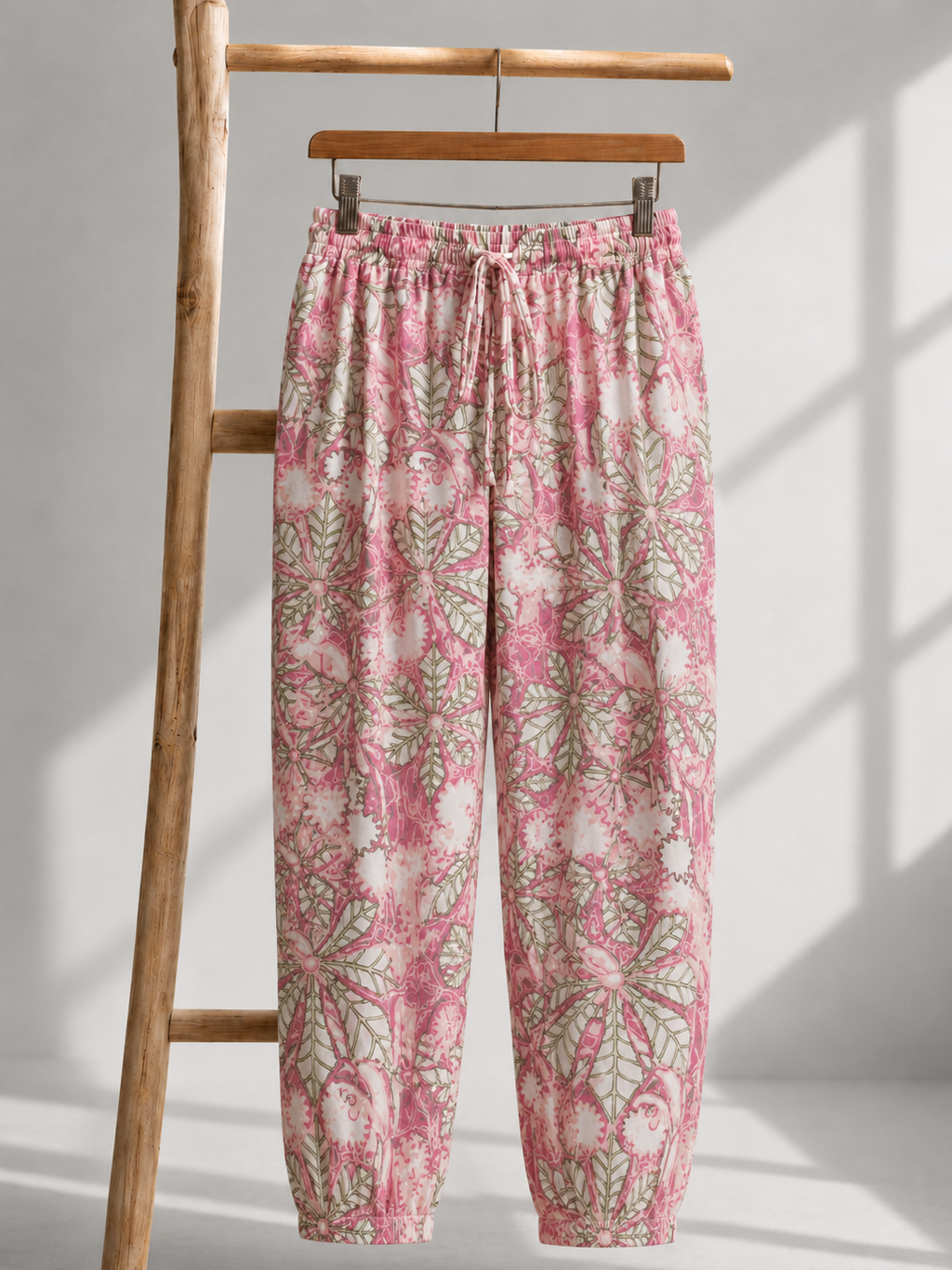 Curved Hem Relaxed Kurta with Printed Salwar - Baby Pink