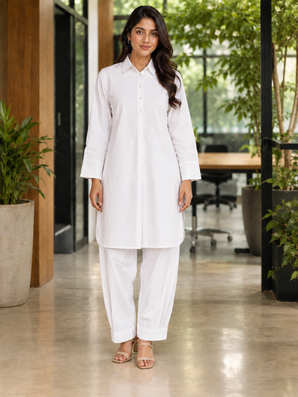 Noor Classic Pathani Set - White