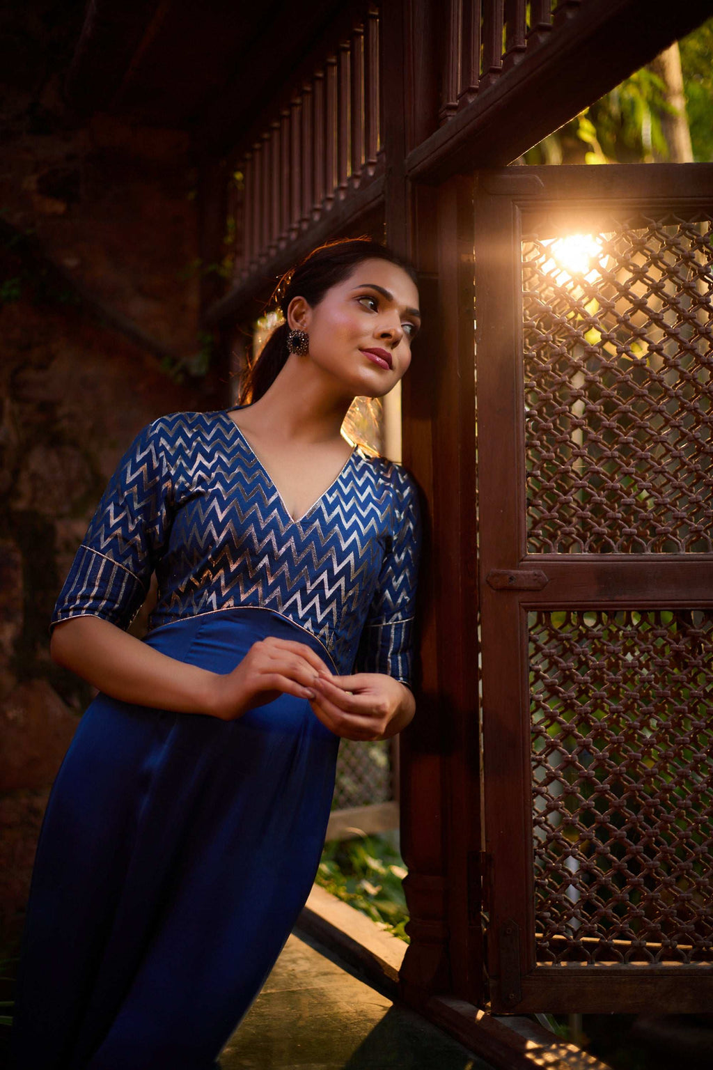 Rehmat & Riyaaz - Blue Festive Kurta with Jumpsuit Twin Set Twinning Statement