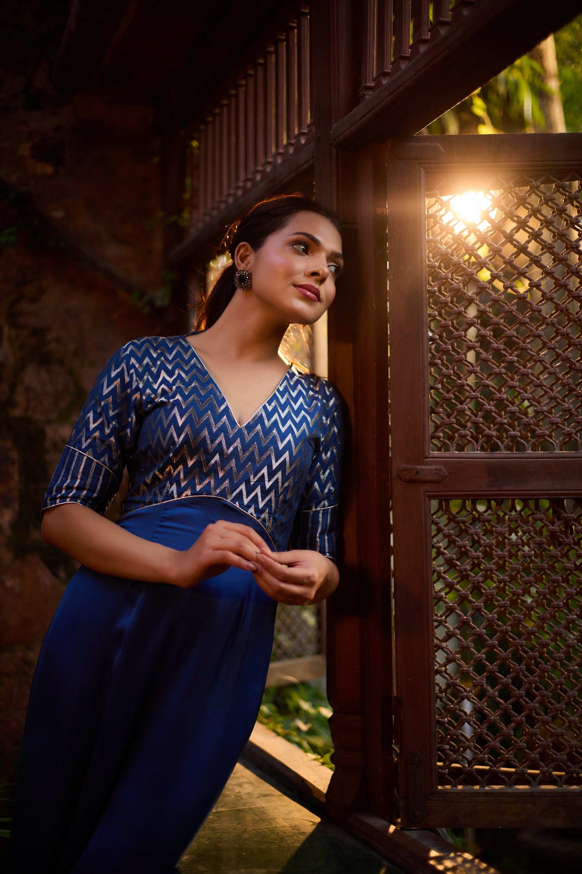 Rehmat & Riyaaz - Blue Festive Kurta with Jumpsuit Twin Set Twinning Statement