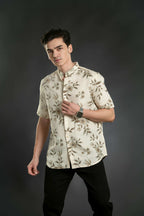 Floral Mandarin Linen Shirt Casual Shirt