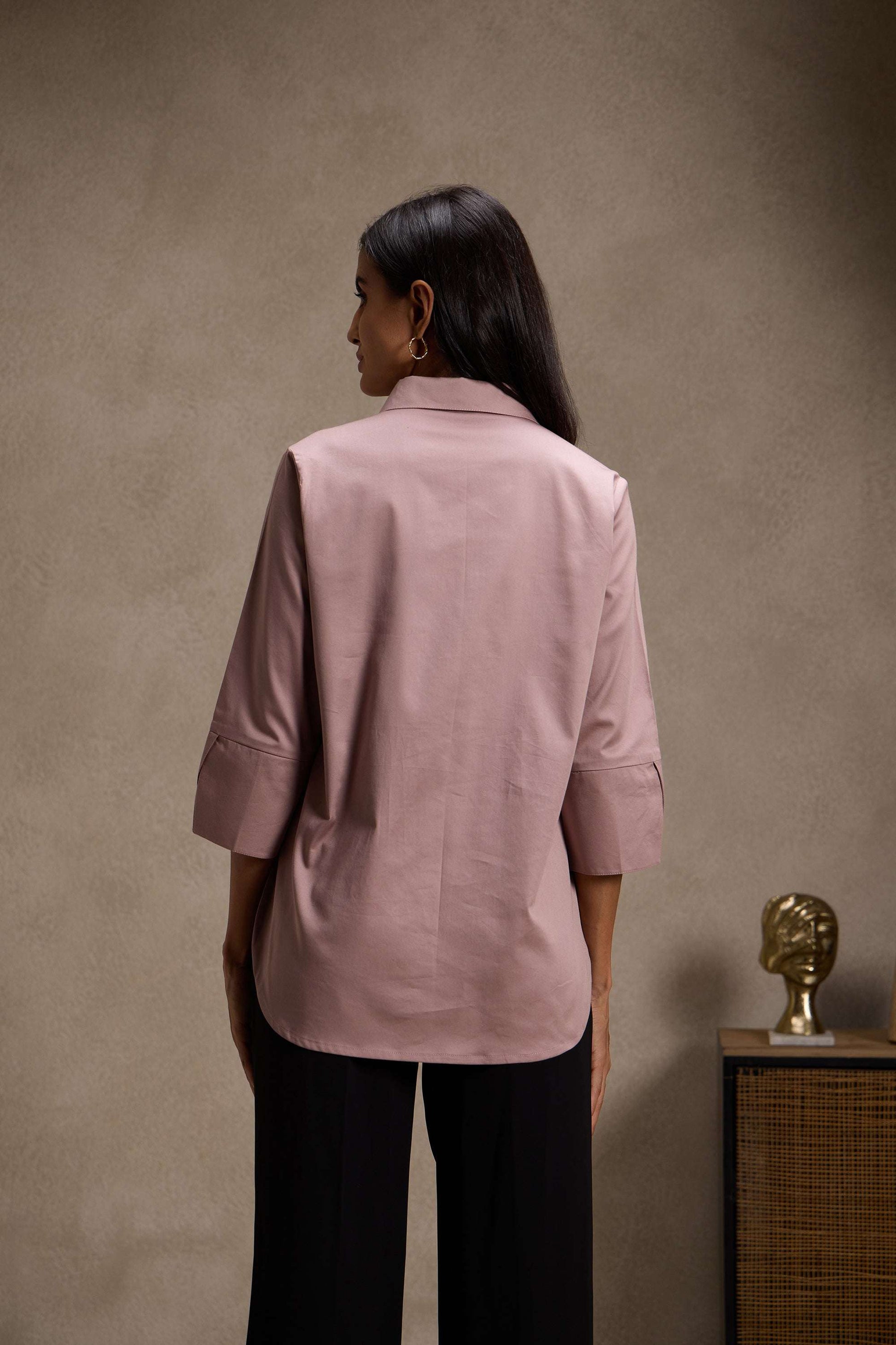 Dusky Rose - Cotton Satin Shirt for Women Women's Shirt Women's Shirt