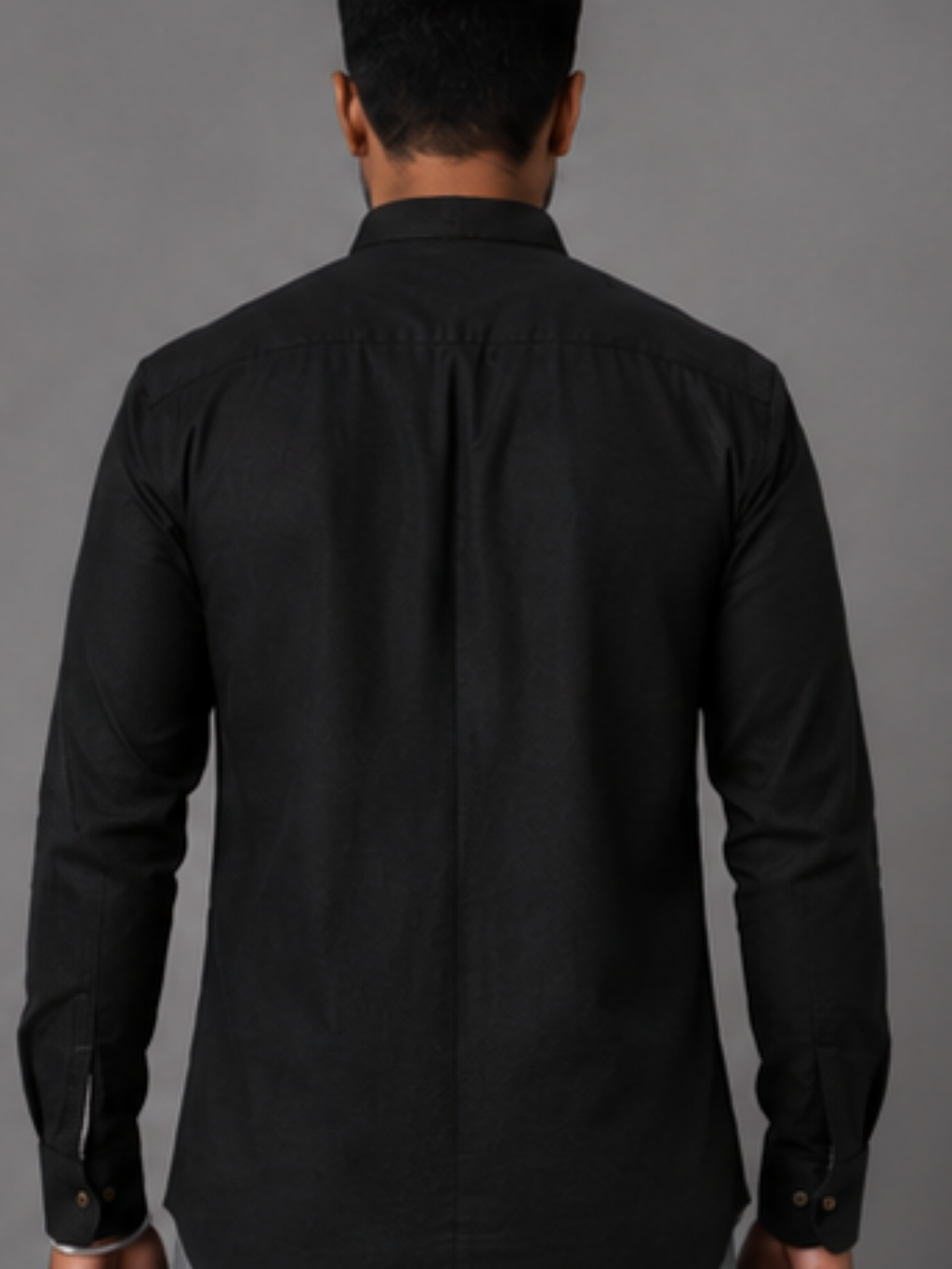 Curved Hem Black Shirt for Men