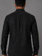 Curved Hem Black Shirt for Men
