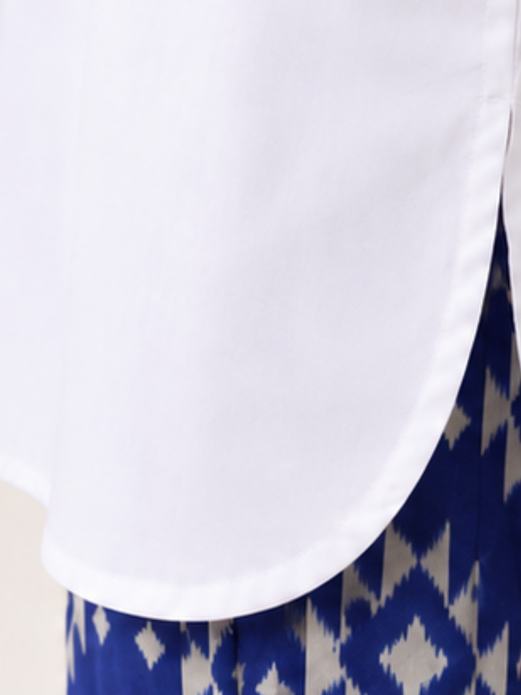 Curved Hem White Kurta for Women