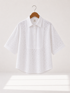 Cutwork White Women Shirt for Summer