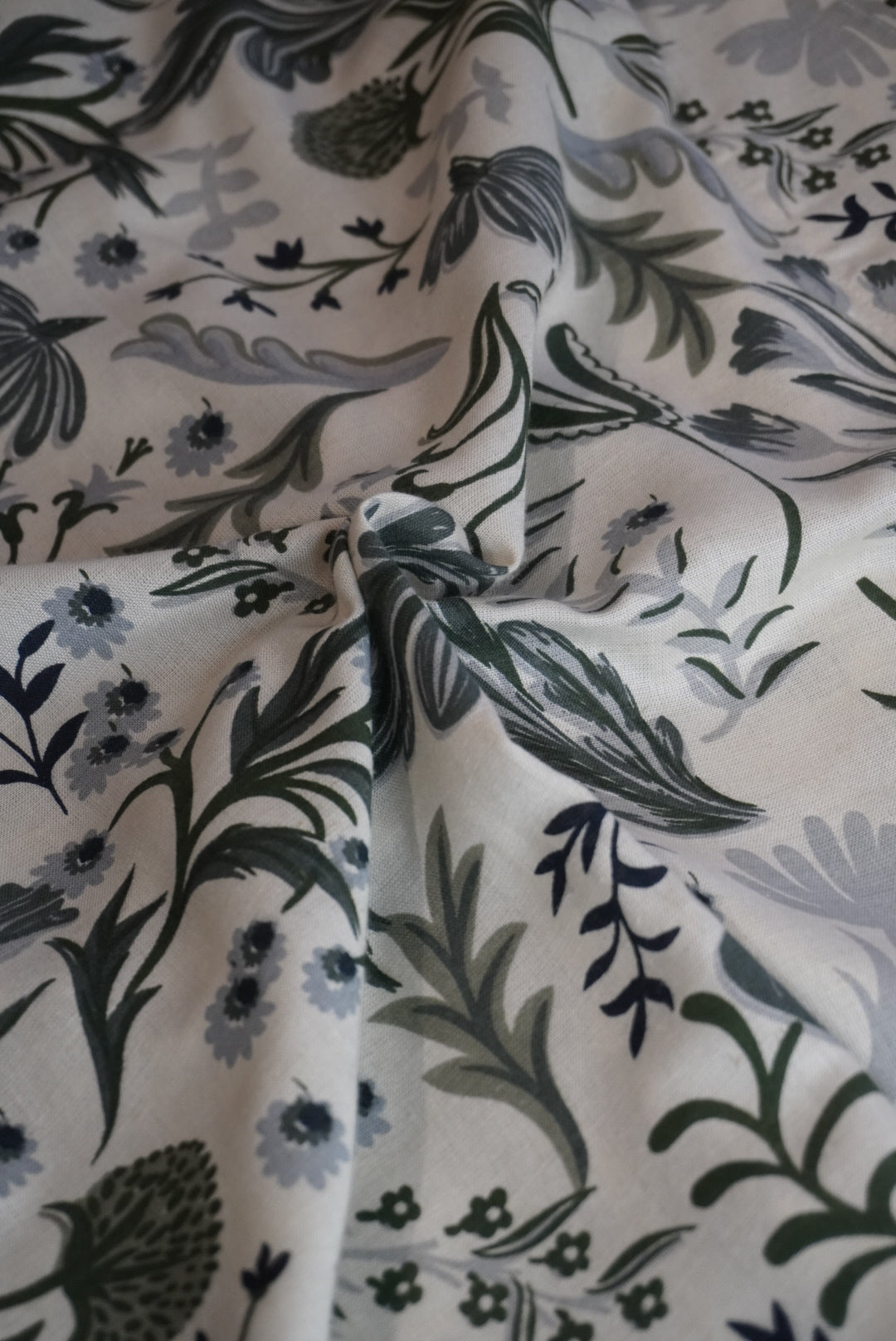 Floral Linen Shirt With Mandarin Collar