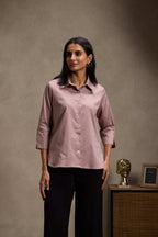 Dusky Rose - Cotton Satin Shirt for Women Women's Shirt Women's Shirt