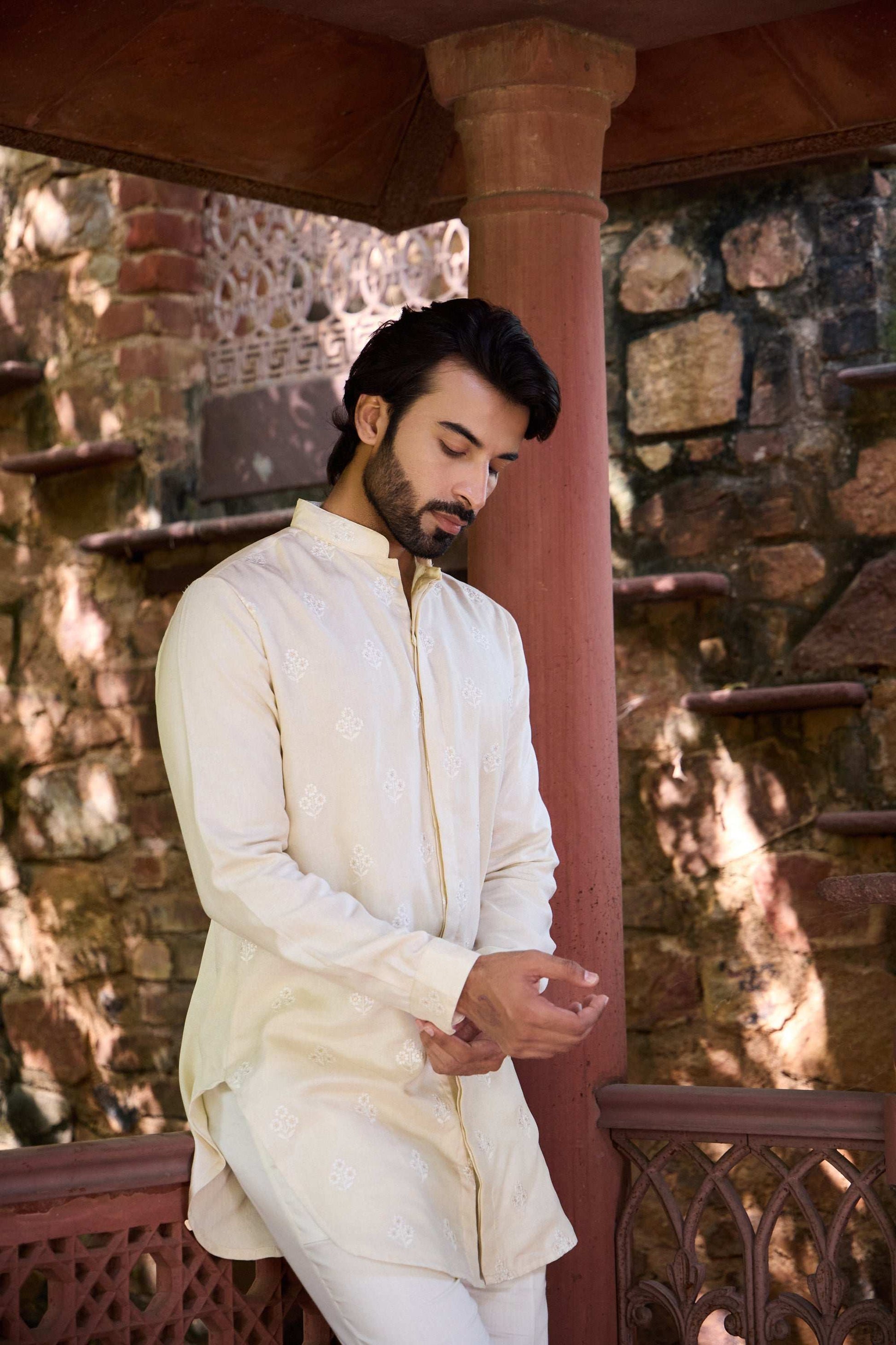 Arham & Ruhani - Mandarin Collar & Square Neckline Twin Set Twinning Statement