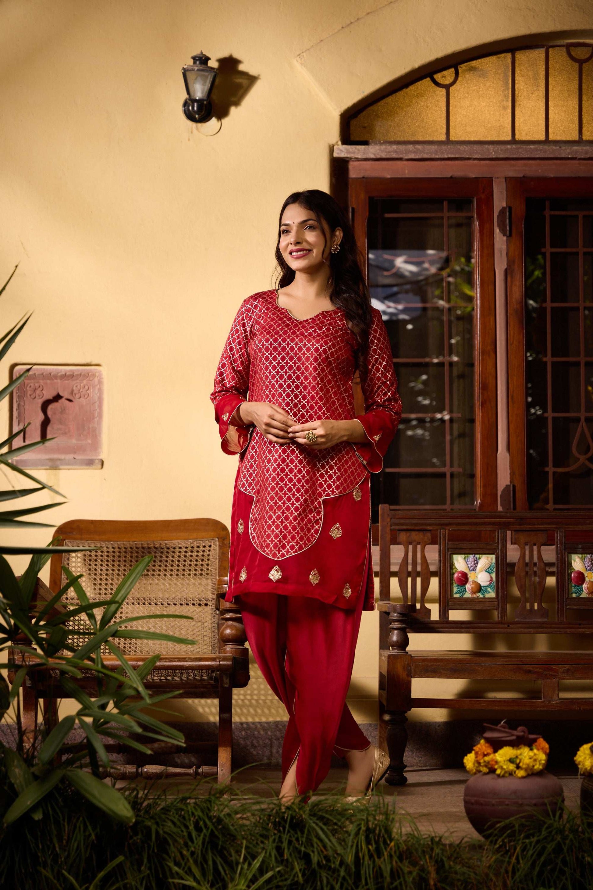 Qurat - Embroidery & Temple Pitta work Women's Co-ord Set Atarasva