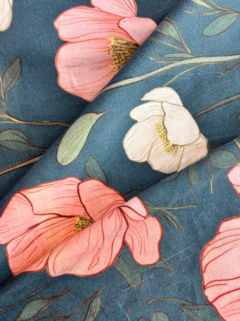 Men's Emerald Green Floral Printed Cotton Silk Kurta