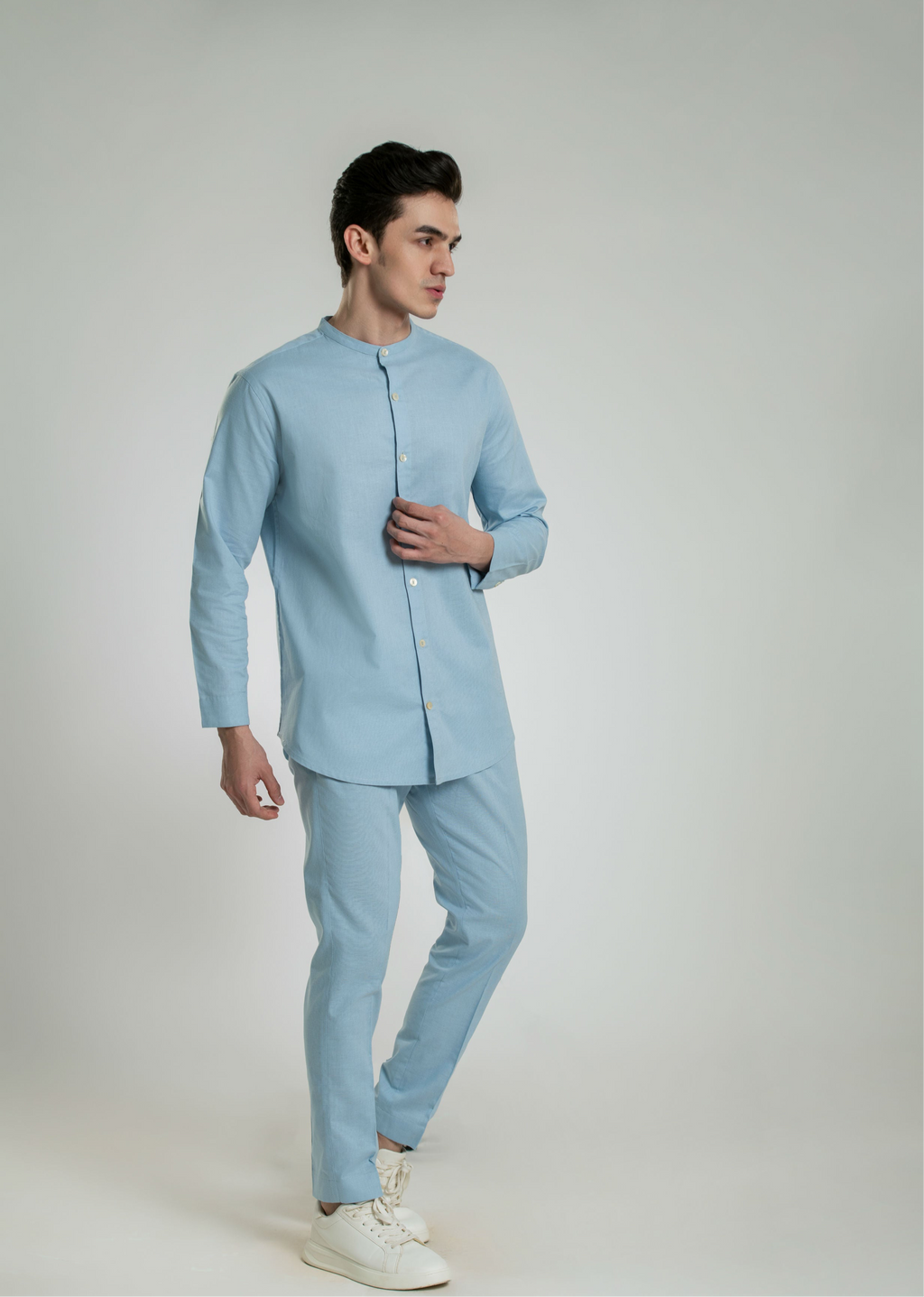 Band Collar Linen Shirt