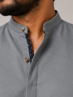 Facing Placket Blue Mens Shirt 