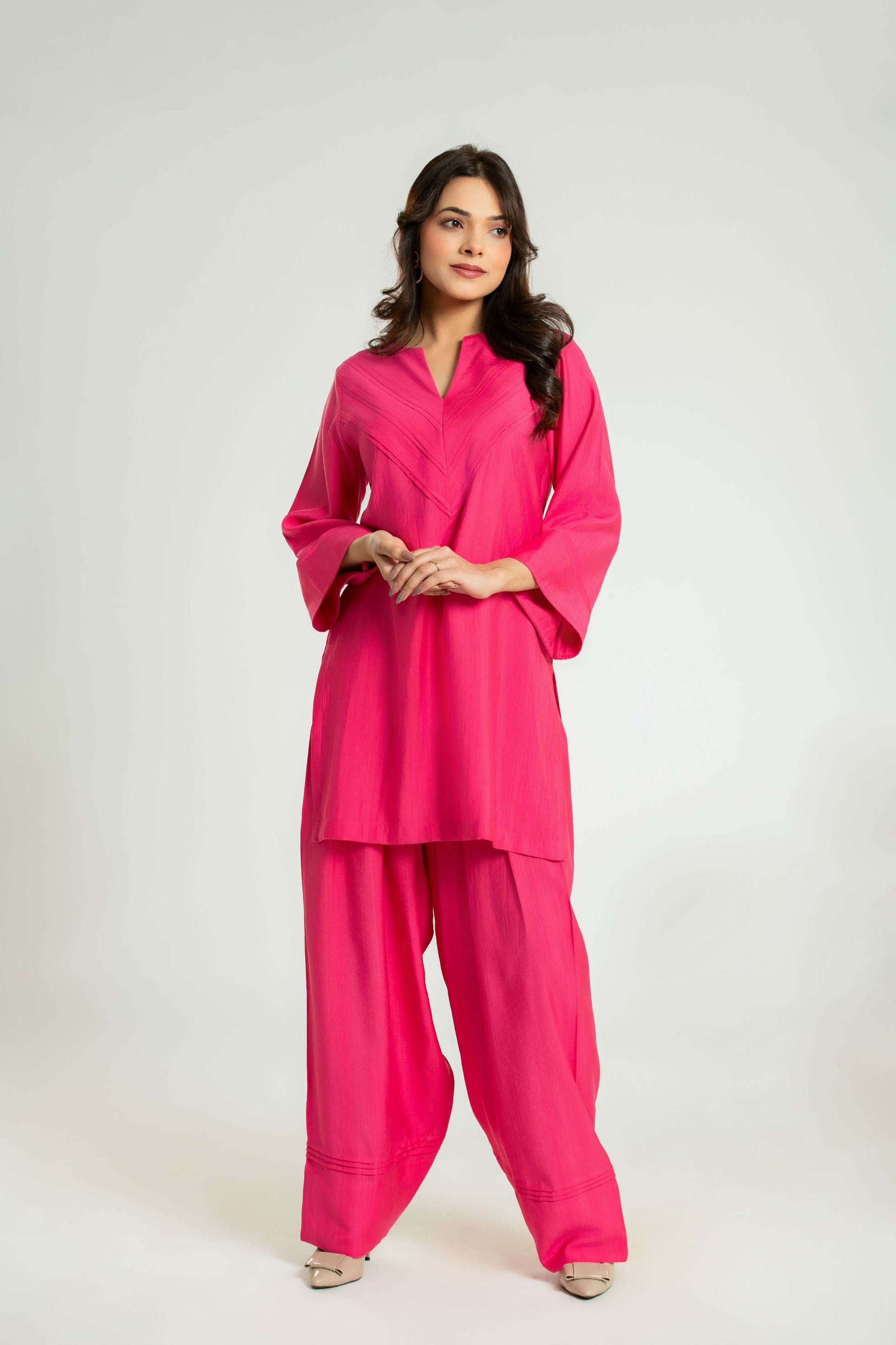 Women's Temple Pleated Farshi Salwar Coord Set Co-Ord Set
