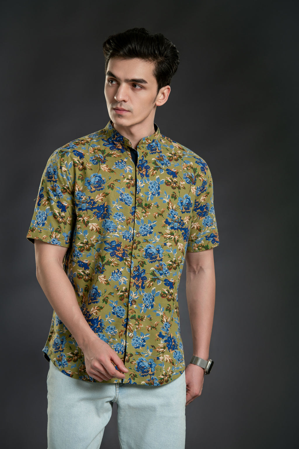 Floral - Blue brown flower shirt