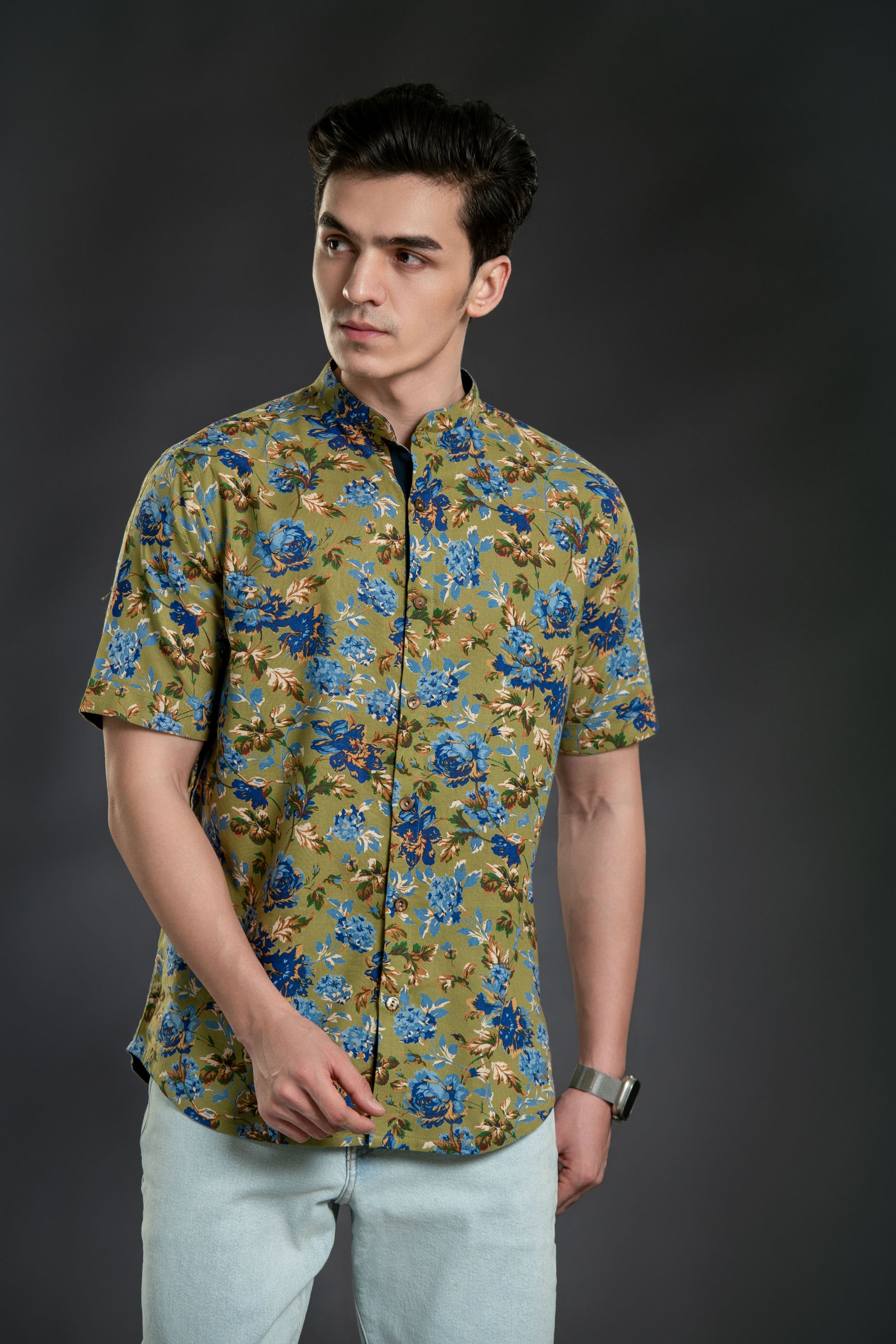 Floral - Blue brown flower shirt