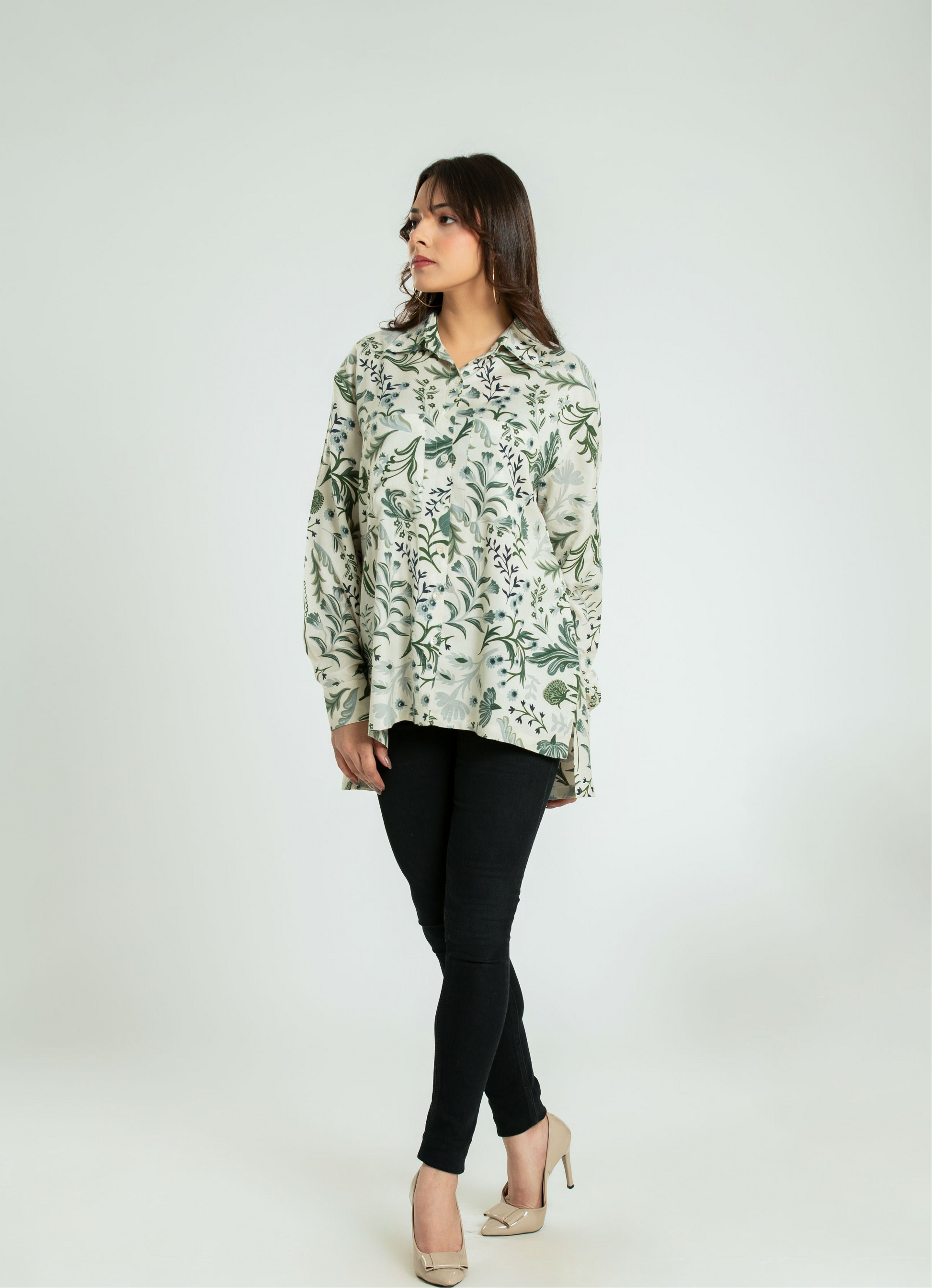 Floral Print Oversized Shirt
