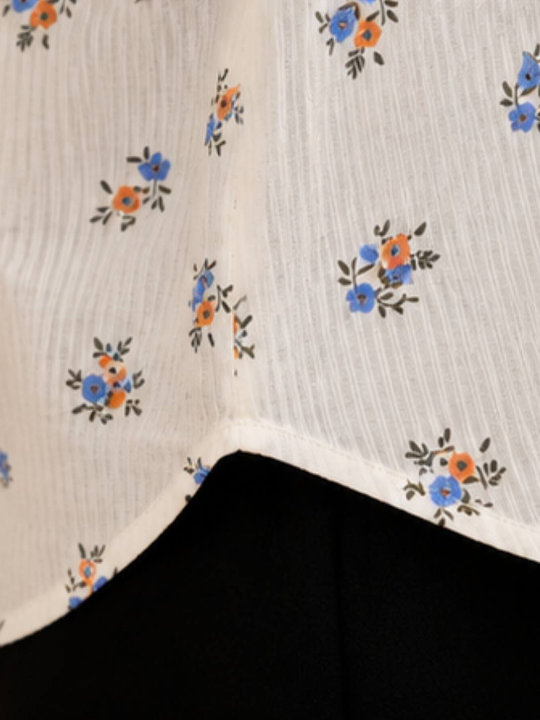 Flower Leaves Print White Women Top 