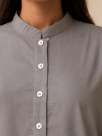 Fron Button Placket Grey Kurta Salwar Set