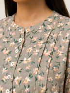 Front Button Down Printed Top for Women
